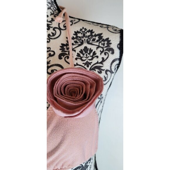 SAME LOS ANGELES BIKINY WOMENS Triangle Top Rossete SZ M Faux Suede Pink - Picture 4 of 7